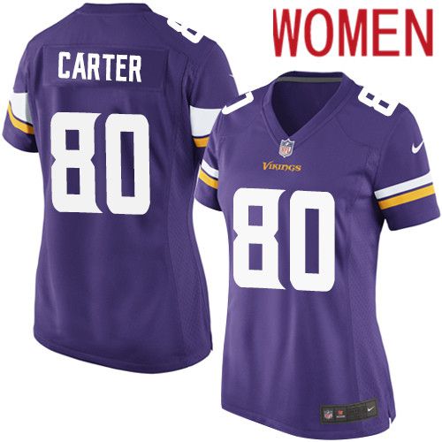 Women Minnesota Vikings 80 Cris Carter Nike Purple Game Player NFL Jersey